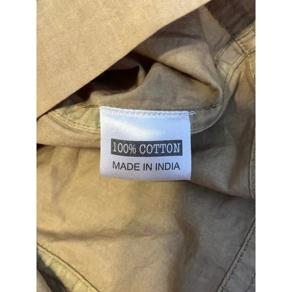 Olivia James A-Line Mini Skirt Front Two Patch Pockets Tan Green XS Lightweight